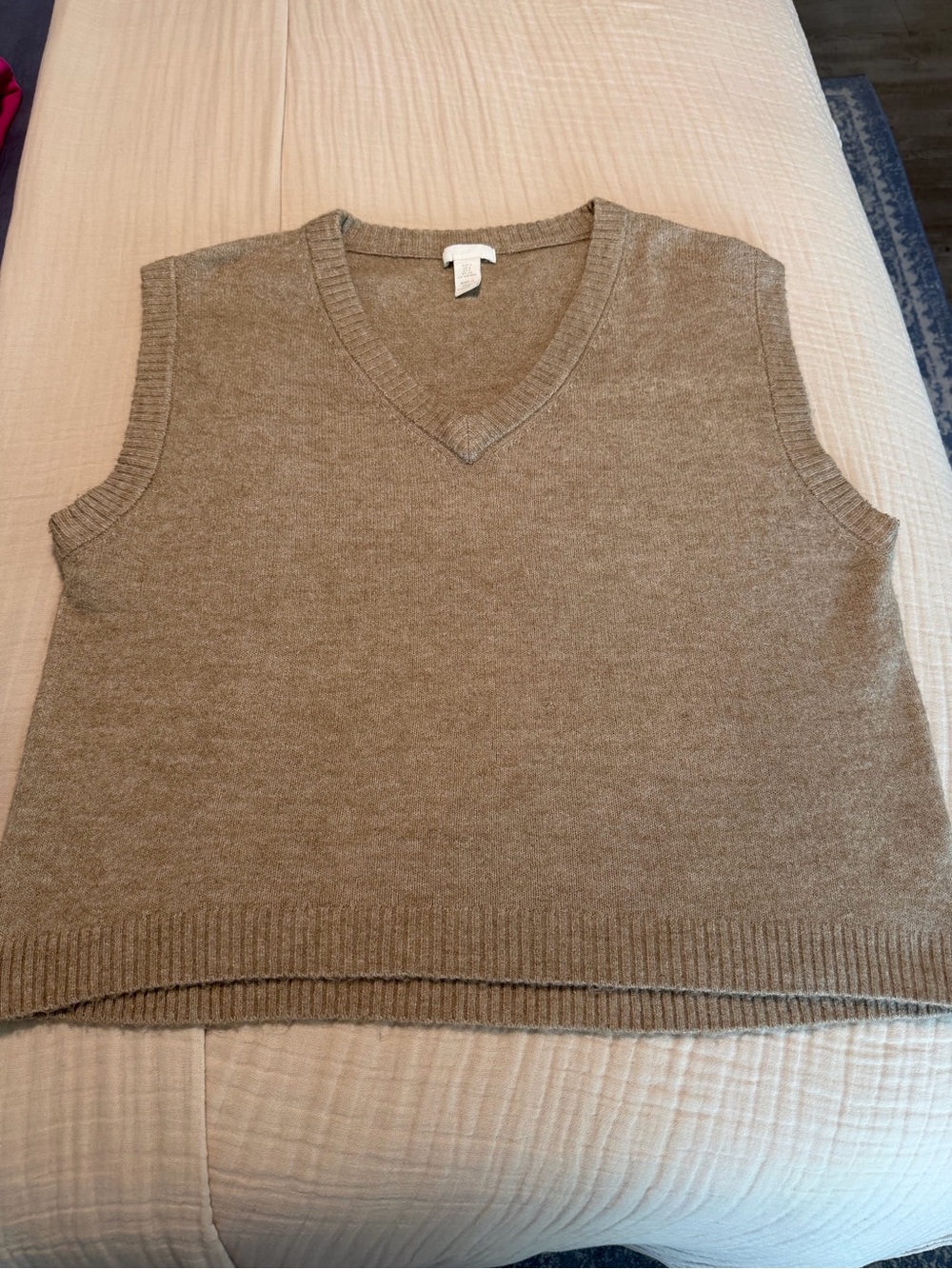 H&M **Oversize** V-Neck Sleeveless Sweater Vest - Taupe